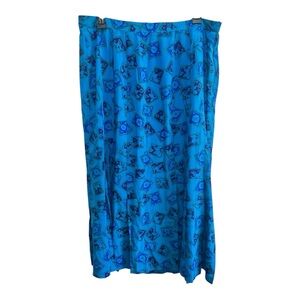 Vintage Umi Collections By Anne Crimmins 100% Silk Midi Skirt Peacock Blue Flowy